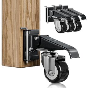 Retractable Workbench Casters with Quick-Release Caster Plate Set (4PK) 700lb Load Capacity, 2 Mounting Options