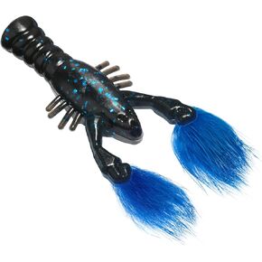 Rabid Baits Rabid Craw Soft Plastic Bait, Crawfish Bait for Freshwater & Saltwater Fishing for Bass, Trout, Redfish & More, Black and Blue, 3" (4 Baits)