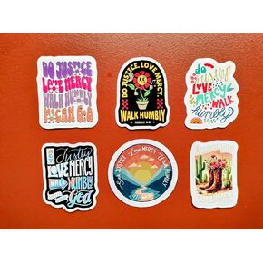 (6 PCS) Micah 6 8 to Act Justly and to Love Mercy and to Walk Humbly with Your God Christian, Bible Verse Sticker Waterproof Vinyl Decal Size 3"
