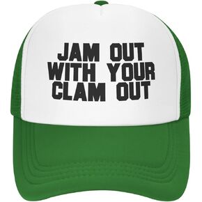 Jam Out with Your Clam Out Hat Unisex Adult Trucker Hats Adjustable Cap for Adults Classic Fishing Caps Green