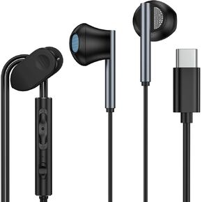 Samsung Headphones USB C Wired Earbuds for Samsung Galaxy A16 5G A56 S25 Ultra S24 FE S23 Plus A36 A54 A26 A06 A15 S22 S21,iPhone 16e/16 Plus/16 Pro Max/15,Android USB C Earphones Wired for Pixel 9 8
