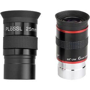 SVBONY 25mm Telescope Eyepiece 40 Degree Field of View Bundle with 68 Degree Ultra Wide Angle Eyepiece 6mm Telescope Eyepiece