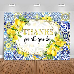 Thanks for All You Do Backdrop 7x5ft Blue Tiles Lemon Thanks to Staff Employee Teacher Doctor Retirement Background Nurses Day Professor We Truly Appreciate You Banner Photo Booth Props