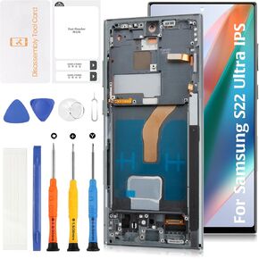 InCell S22 Ultra Display Screen Replacement (No Fingerprint Function) with Burgundy Frame for Samsung Galaxy S22 Ultra SM-S908B/U/U1/W LCD Screen Touch Digitizer Assembly