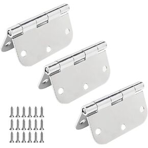 3Pcs Matte Black Door Hinges 3.5 x 3.5 Inch,Interior 3 1/2 Inch Door Hinges,5/8" Radius Corners Flat Iron Hinge,Hardware Controls(Gold)