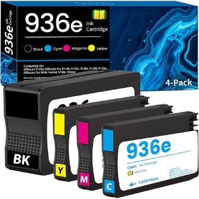 936 936e Ink Cartridges 4-Pack 936 936XL Ink Compatible for HP 936 Ink for OfficeJet 9120e OfficeJet Pro 9125e 9128e 9135e OfficeJet Pro Wide Format 9730e Printer, 936e High Capacity Ink with Chip