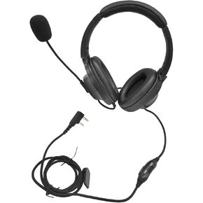 2 Way Radio Headphones with Mic Ham Radio Intercom Ptt Headset Boom Microphone Headband Earpiece Earmuffs for Baofeng Kenwood Retevis 2pin Walkie Talkies(Binaural)