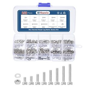 252pcs Socket Head Cap Screws Bolts Nuts Assortment Kit - [#2-56] 304 Stainless Steel Allen Socket Drive for 3D Printer
