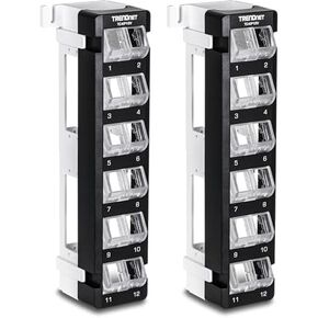TRENDnet 12-Port Blank Angled Wall Mount Keystone Patch Panel, TC-KP12V, Use with TRENDnet Keystone Jacks (Sold Separately), Snap-in Style, Quick and Easy Access, 89D Wall Mount Bracket Included