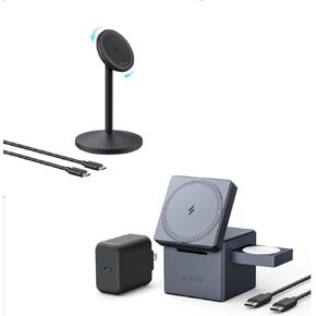 Anker MagGo iPhone 16 MagSafe-Compatible Wireless Charger Stand & Anker MagSafe Charger Stand, Wireless Charger, 3-in-1 Cube