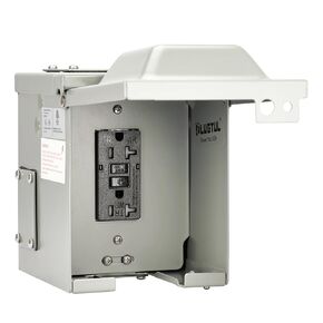 Pre-drilled Outdoor Outlet Box, Dual WRTR GFCI Outlet 20Amp, Weather Proof Enclosure Electrical Outlet Box, ETL Listed