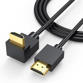 الزاوية اليمنى 90 درجة HDMI Cable 6ft ، 4K عالية السرعة HDMI إلى HDMI سلك (4K@60Hz ، 2K@120Hz ، 1080p ، 3D ، HDR ، ARC) متوافقة مع HDTV ، Blu-ray ، Roku TV ، Xbox ، PS5 ، Monitor