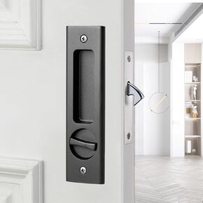 6.3" Privacy Pocket Door Lock Hardware with Key Double Barn Door Lock Furniture Hardware Sliding Door Lock,Matte Black
