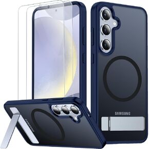 SPIDERCASE Magnetic for Samsung Galaxy S24 Plus Case,[3 Stand Ways][ Military Grade Drop Protection] with Invisible Stand Shockproof Cell Phone Holsters,Clear