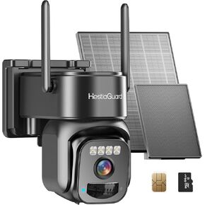 2025 4G LTE Solar Cellular Security Camera with Built-in SIM Card(Subscription Required), Remote Access, Motion Alerts, Auto Human Tracking, No WiFi Security Camera with 2 Solar Panels