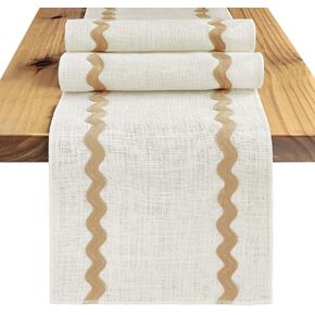 Letjolt Burlap Table Runner with Ribbon Farmhouse Table Runner 72 Inches Long Jute Table Runner Retro Style Table Decoration
