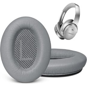 GEVO Replacement Earpads Cushions for Bose QuietComfort 35 & QC35ii Over-Ear Headphones, Pads Also Fit for Bose SoundLink/SoundTrue Around-Ear Cushion, Soft & Softer Sheepskin Leather (Sliver)