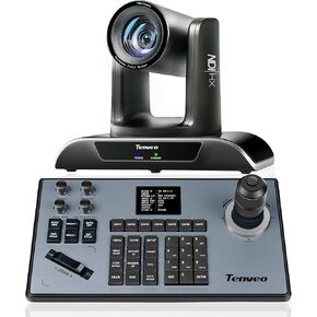 Tenveo PTZ Camera and Controller Bundle/Kits - 12X AI Auto Tracking NDI PTZ Camera with SDI/HDMI/USB3.0/LAN(PoE) and PTZ Camera Controller Joystick Keyboard for Church Worship Services Live Streaming