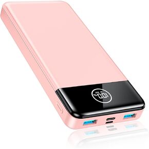 Portable Charger, 33800mAh Power Bank, 22.5W Fast Charging Battery Pack with USB C/USB A Output, Digital Display Portable Phone Charger for iPhone 16/15/14/13 Pro Samsung Google LG iPad AirPods(Pink)