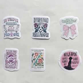 Pack 6 Isaiah 54 17 No Weapon That is Formed Against You Shall Prosper Sticker 3 Inches Bible Verse, Christian, Waterproof Vinyl Sticker