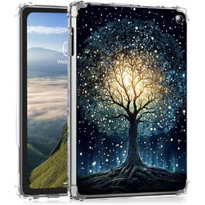 حالة واضحة لـ Kindle Fire 7 الجيل الثاني عشر (2022 إطلاق) فائقة النحافة رقيقة خفيفة الوزن صدمة واضحة تغطية القشرة الخلفية للنساء للأطفال ، Galaxy Tree