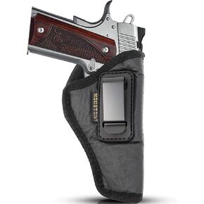 IWB Gun Holster for 1911 5", Browning 9 mm, Ruger 1911 by Houston - ECO Leather Concealed Carry Soft Material - Suede Interior for Maximum Protection (Right)