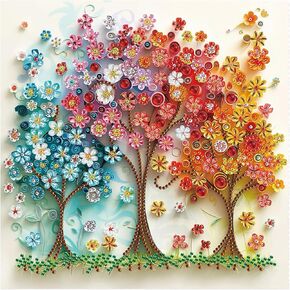 Tontut Cross Flower Diamond Art Painting Kits, 5D Special Shape Beginner Crystal Diamond Art Painting for Home Wall Decor Gifts 12×12 inch