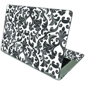 MightySkins Glossy Glitter Skin Compatible With HP Chromebook x360 14 (2021) - Black Damask | Protective, Durable High-Gloss Glitter Finish | Easy to Apply, Remove, and Change Styles | Made in The USA