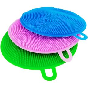 Silicone Dish Scrubber, Silicone sponges for Dishes, Silicone Dish Sponge, Silicone Kitchen Sponge, Kitchen Sponge Double Sided Cleaning Sponges Gadgets Tools Brush Accessories (3 Pack)