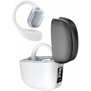 Open-Ear Wireless Bluetooth Earbuds & Headphones with Crystal Clear Stereo Sound, 50H Playtime, IPX7 Waterproof, LED Display, Perfect for Running, Sports, and Workouts, White in Saudi Arabia