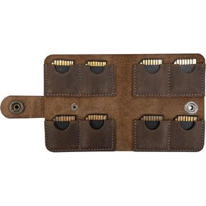 Rectangular Pouch for SD Cards with 8 Slots, Handmade from Full Grain Leather - Bourbon Brown