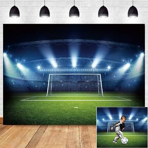Football Photography Backdrop Soccer Pitch Stadium Light Photo Background Boys Sports Theme Happy Birthday Party Banner Decor Portrait Baby Shower Photo Booth Props 7x5ft