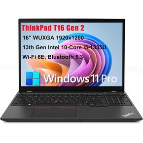 Lenovo ThinkPad T16 Gen 2 Business Laptop Computer, 16" FHD+, 13th Gen Intel 10-Core i5-1335U (Beat i7-1255U), 40GB DDR4 RAM, 2TB PCIe SSD, WiFi 6E, BT 5.3, Windows 11 Pro, Tichang