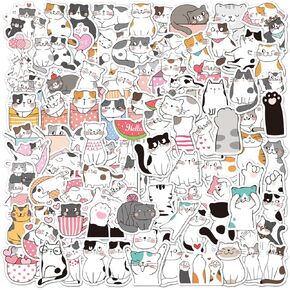 100pcs Cat Stickers for Mobile Phone Water Bottle Computer Tablet, Laptop Decoration Waterproof Cute Cat Stickers Gift for Kids Birthday Party (200pcs Stickers)
