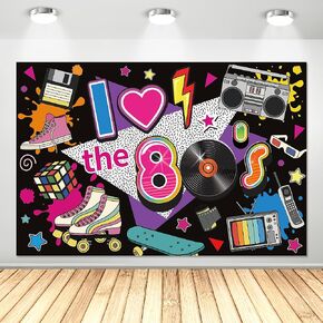 80's Party Backdrop Decorations - 80's Theme Party Photography Background Photo Booth Banner Supplies | 5x3ft