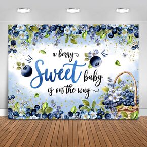 Blueberry Baby Shower Backdrop 7x5ft Berry Sweet Baby Blueberry Baby Shower Background Party Decorations A Berry Sweet Baby is On The Way Cake Table Banner