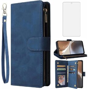 ASUWISH متوافق مع Motorola Moto G32 Wallet Case و Glass Glass Screen Protector Leather Cover Cover Association Stand Cell Accessories Strockproof Soft Phone for MotoG32 G 32 Women Black