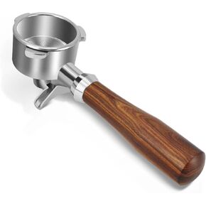 54mm Espresso Double Spouts Portafilter with 3 Ear, Espresso Accessories,Stainless Steel Basket and Wood Handle