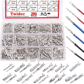 Twidec/345Pcs Car Electrical Wire Terminal Pins Connector Kit 1/1.5/1.8/2.2/2.8/3.5mm Male Female Connector Pins Terminal Automotive Wire Connector Crimp Pins With Pin Remover