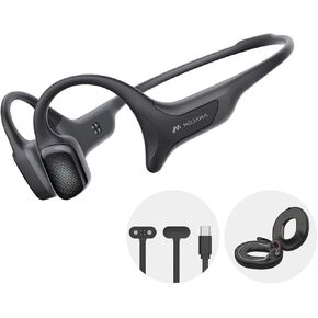 HaptiFit Terra Open Ear Bluetooth Bone Conduction Headphones, Headphone Storage Bag and Extra Charging Cable, Waterproof Wireless Earphones with Mic and 32GB MP3, for Workouts, Swimming and Run
