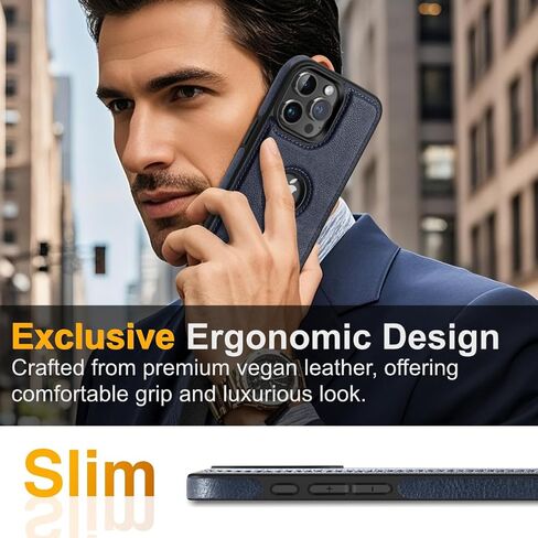 Design Compatible with iPhone 16 Pro Max Case Luxury Leather Business Vintage Slim Non-Slip Soft Grip Shockproof Protective Cover (2024) 6.9 Inch (Brown) in Saudi Arabia