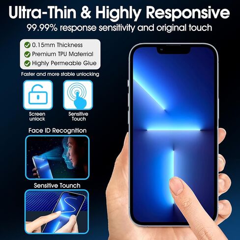 3 Pack iPhone 13/13 Pro TPU Screen Protector, Self-Healing HD Clear Soft Flexible Hydrogel Film Compatible for iPhone 13/13 Pro 6.1" - Scratch-Resistant, Easy to Install, Easy Installation in Kuwait