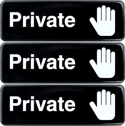 Excello Global Products Private Sign 9"x3" Easy to Mount (3 Pack Yellow) in Kuwait