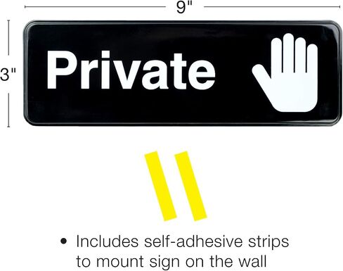 Excello Global Products Private Sign 9"x3" Easy to Mount (3 Pack Yellow) in Kuwait