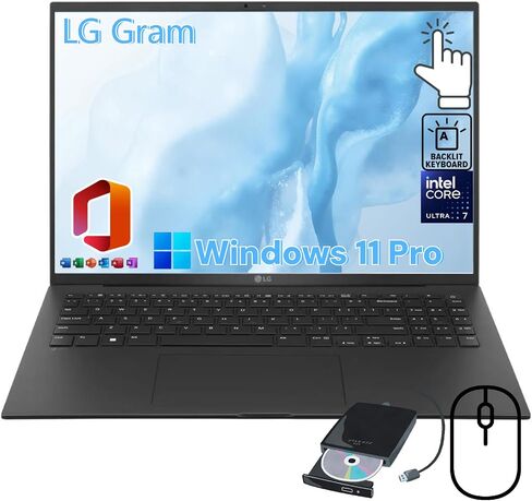 LG gram 16Z90P Laptop 16" Ultra-Lightweight, (2560 x 1600), Intel Evo 11th gen CORE i7, 16GB RAM, 1TB SSD, Windows 11 Home, 22 Hour Battery, Alexa Built-in, 2X USB-C, HDMI, USB-A - Black in Saudi Arabia