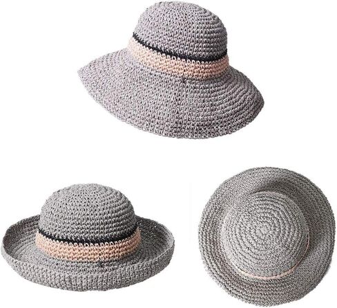KXF Women Summer Floppy Beach Straw Sun Hat Wide Brim UPF 50+ Adjustable Foldable Travel Sunhat for Ladies in Saudi Arabia