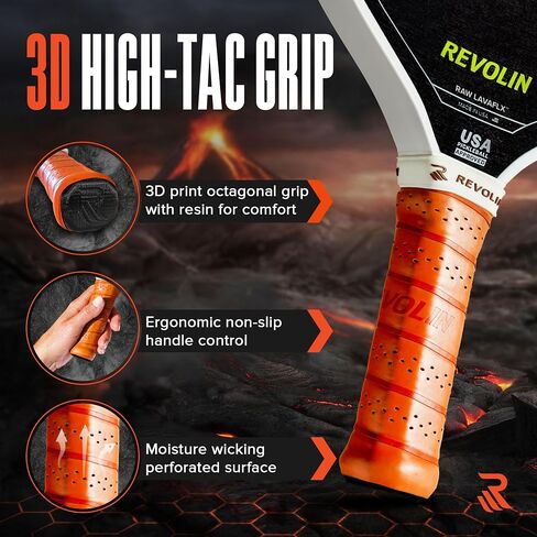Revo Pro Reach Hybrid | Spin + Power + Control | مجداف المخلل الممتاز المصنوع في الولايات المتحدة | Lavaflx ™ Face 16mm Poly Honeycomb Core | USA Pickleball المعتمد مضرب المخلل | مجداف الحمم البركانية in Saudi Arabia