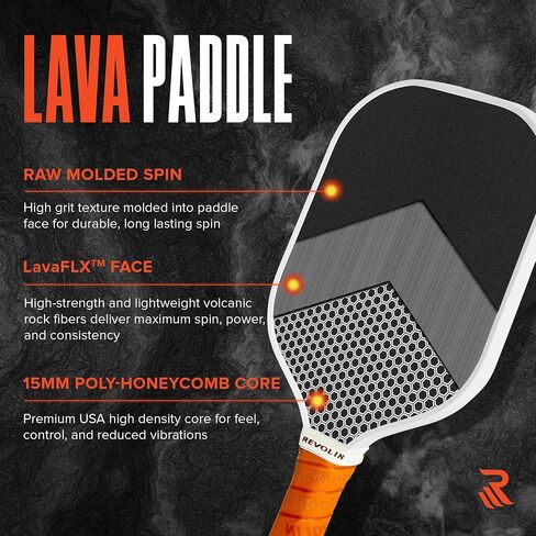 Revo Pro Reach Hybrid | Spin + Power + Control | مجداف المخلل الممتاز المصنوع في الولايات المتحدة | Lavaflx ™ Face 16mm Poly Honeycomb Core | USA Pickleball المعتمد مضرب المخلل | مجداف الحمم البركانية in Saudi Arabia
