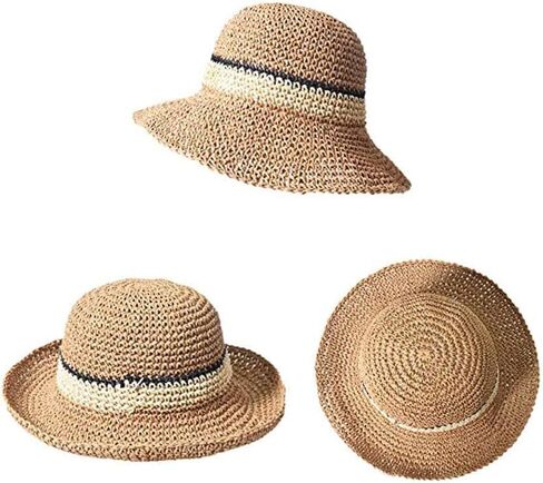 KXF Women Summer Floppy Beach Straw Sun Hat Wide Brim UPF 50+ Adjustable Foldable Travel Sunhat for Ladies in Saudi Arabia