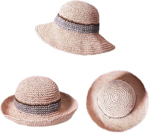 KXF Women Summer Floppy Beach Straw Sun Hat Wide Brim UPF 50+ Adjustable Foldable Travel Sunhat for Ladies in Saudi Arabia